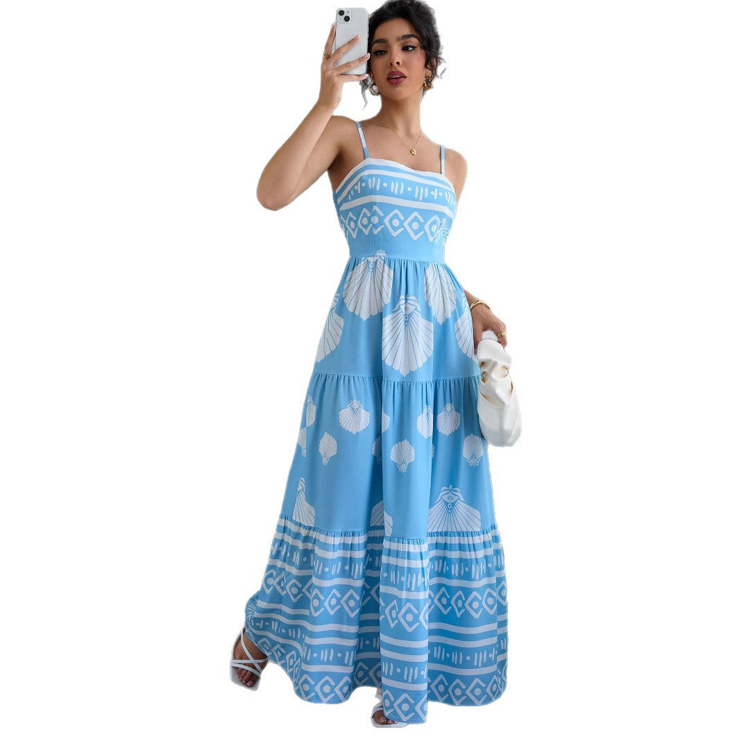 Ethnic Style Strapless Dress for Women, Casual Vacation Dress Slim FitFashion Summer Dress