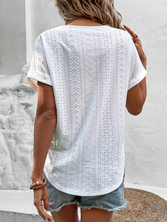 Women's V-neck loose top temperament commuting short sleeved T-shirt for women