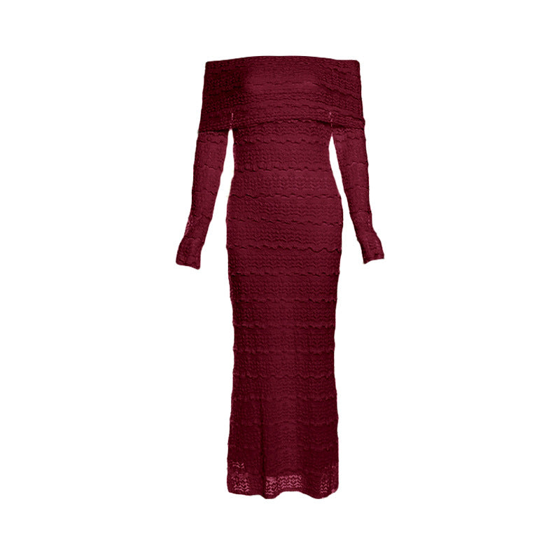 Fashionable Elegant Lady Style Off-Shoulder Lace Dress for Women