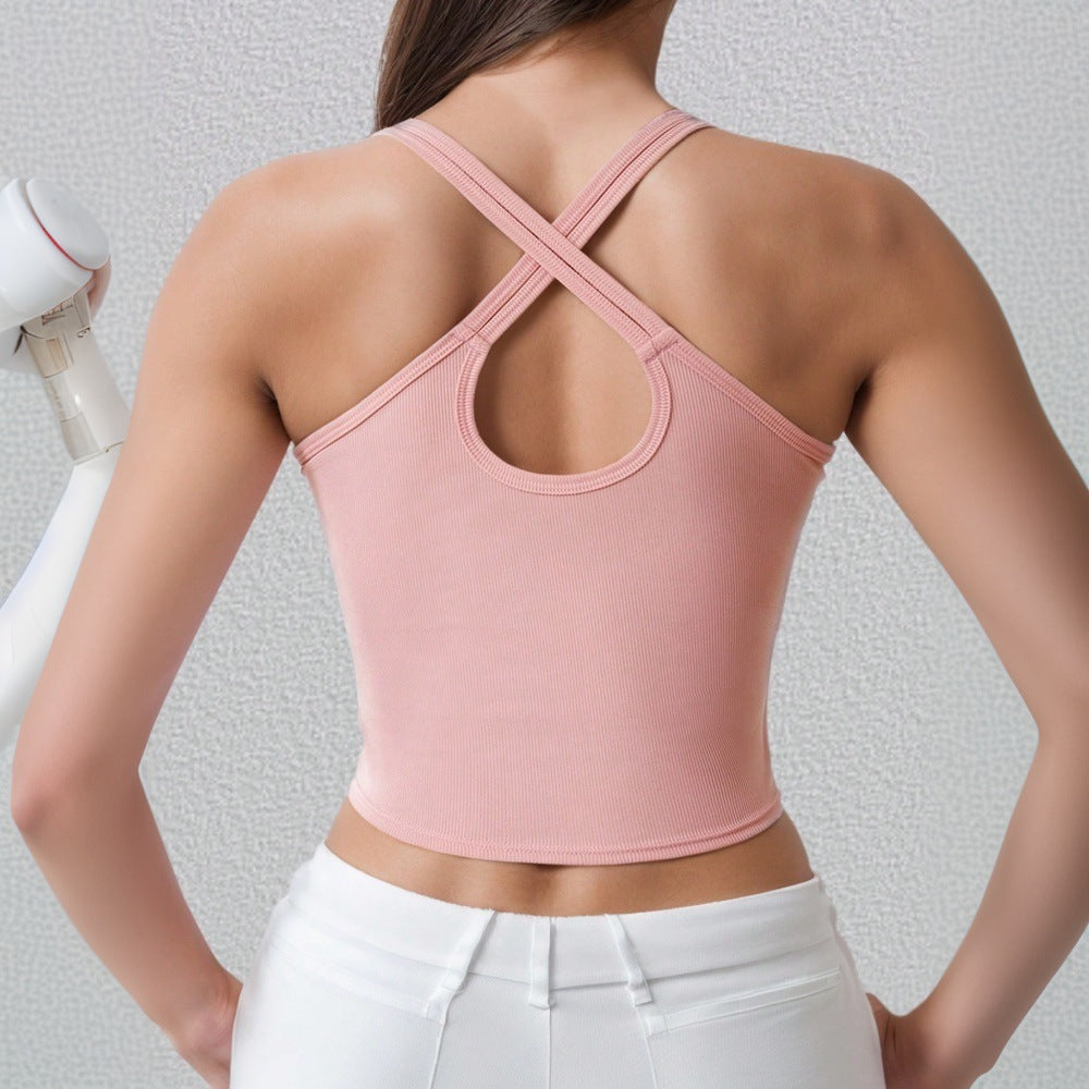 Women's minimalist and sexy sports vest versatile for autumn and winter commuting backless interior top