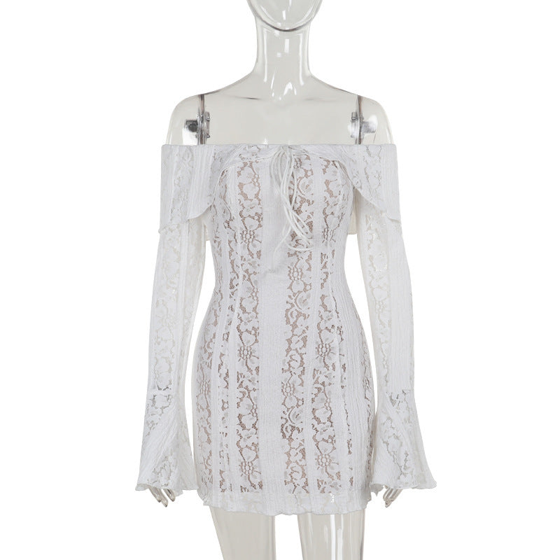 Lace one shoulder style spicy girl dress for women