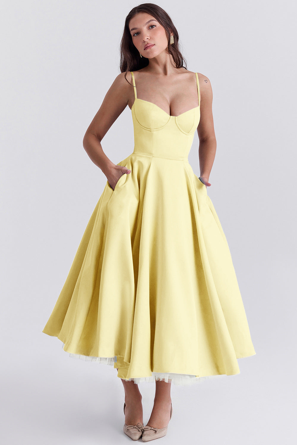 Summer Style High-End Princess Dress French Tulle Flared Double-Layer Strapless Dress Women