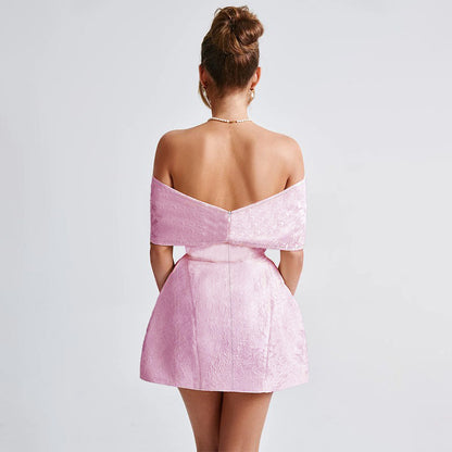 One shoulder bow sexy backless dress for women