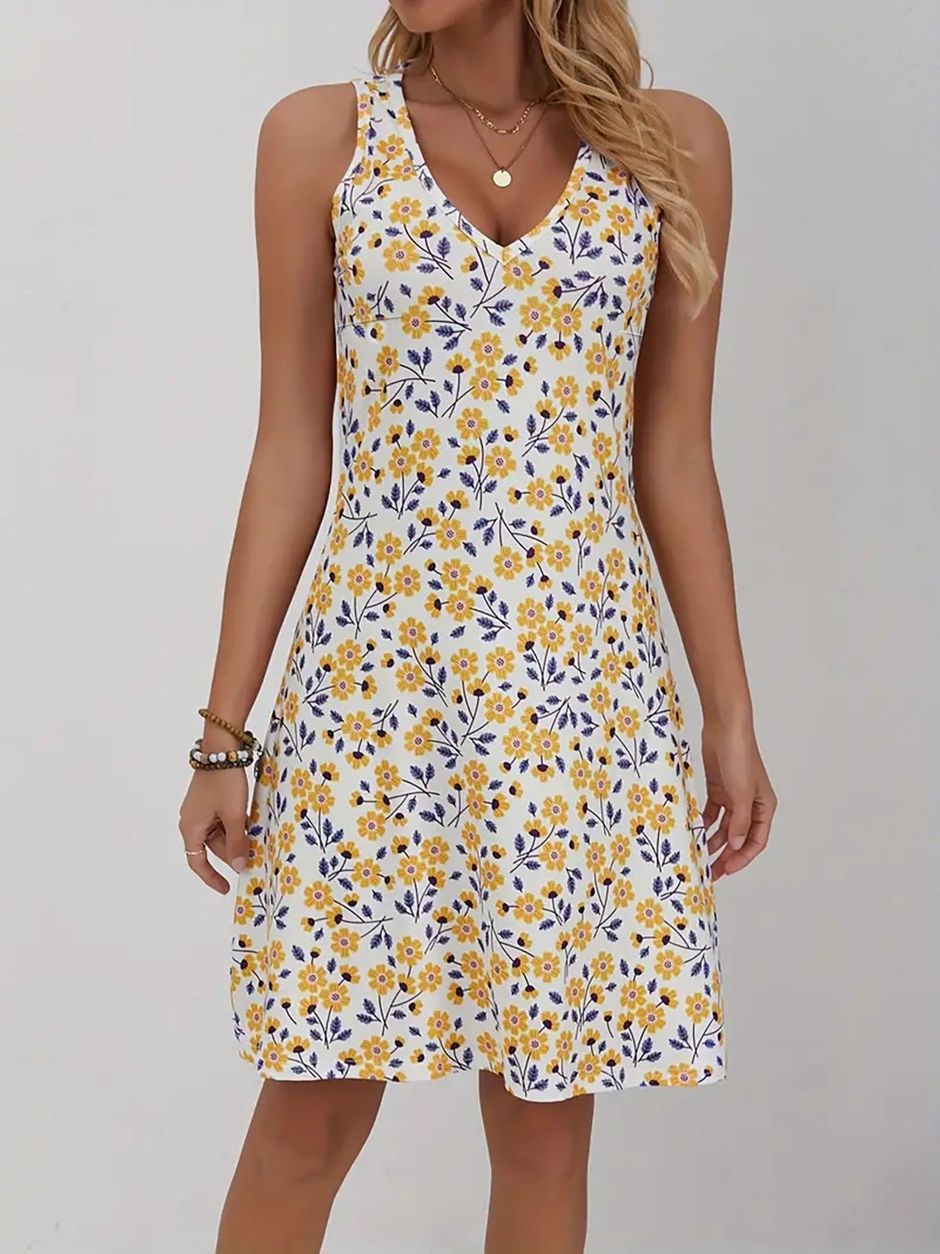 Chic Summer Oversized V-Neck Strap Dress for Women Casual Fashion Style