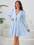 Women's plaid large lapel dress