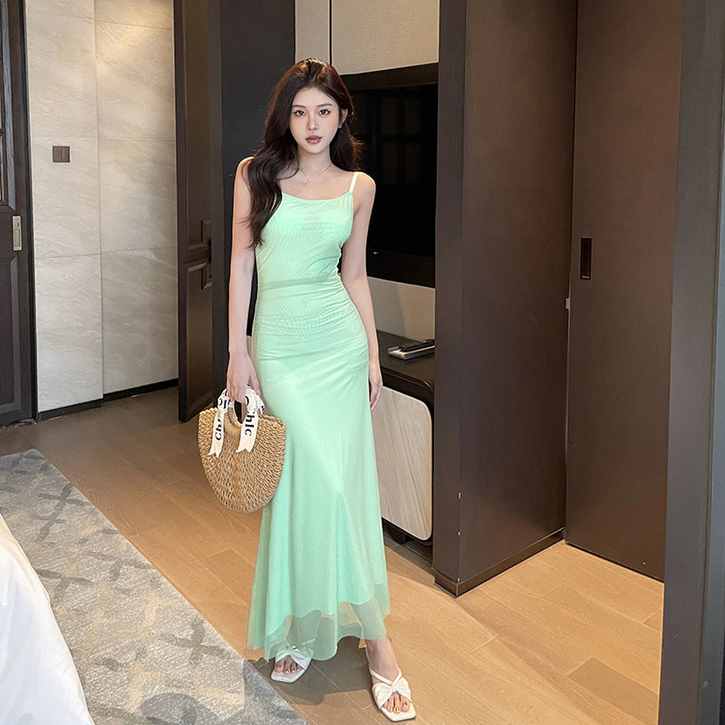 Strap sexy pure desire wind long skirt woman