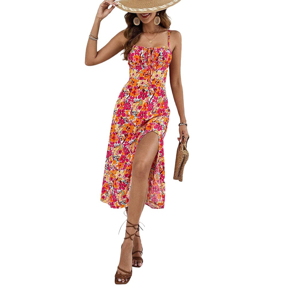 Women's casual vacation style printed dress