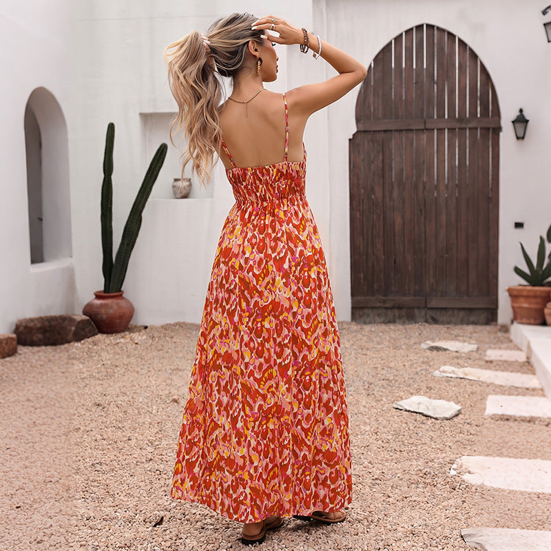 V-neck waist cinching dress