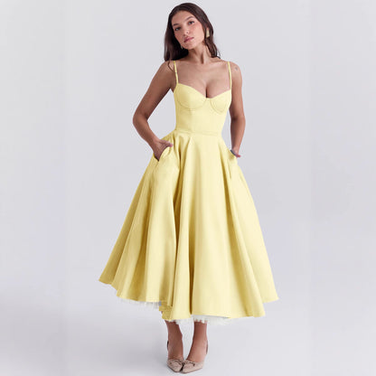 Summer Style High-End Princess Dress French Tulle Flared Double-Layer Strapless Dress Women