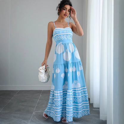 Ethnic Style Strapless Dress for Women, Casual Vacation Dress Slim FitFashion Summer Dress