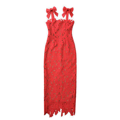 Women's Embroidered Hollow-out Pencil Skirt Long Skirt