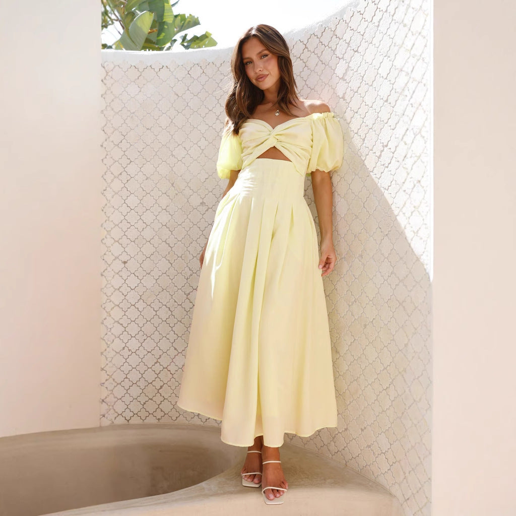 Tailored backless vacation style mid length dress