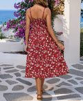 Beach Vacation Style Fitted Floral Strap Dress Women's Casual Sandy Dress