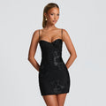 Elegant Sexy Backless Embroidered Fitted Strap Bodycon Dress