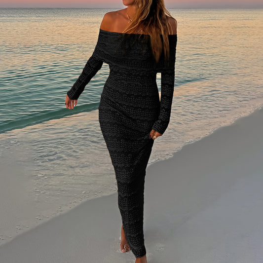 Fashionable Elegant Lady Style Off-Shoulder Lace Dress for Women