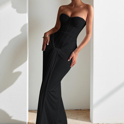 Waist cinching slimming strapless dress with strapless style