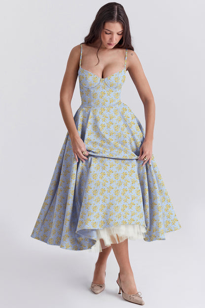 Summer Style High-End Princess Dress French Tulle Flared Double-Layer Strapless Dress Women