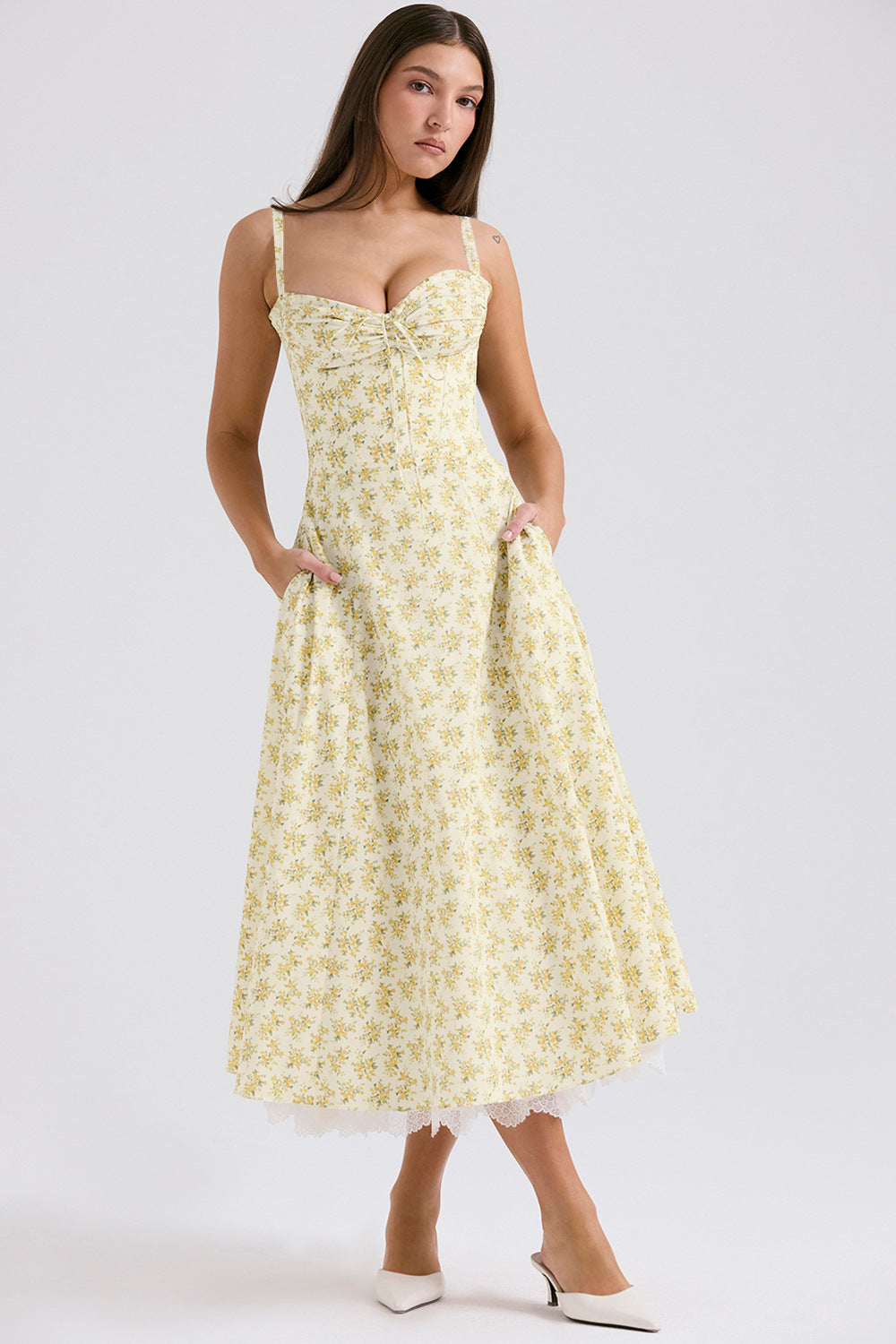 Floral series French summer camisole gentle style dress slimming floral camisole long skirt