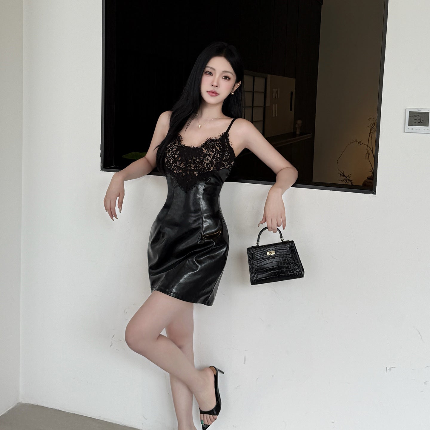 Sexy lace patchwork camisole short skirt for women