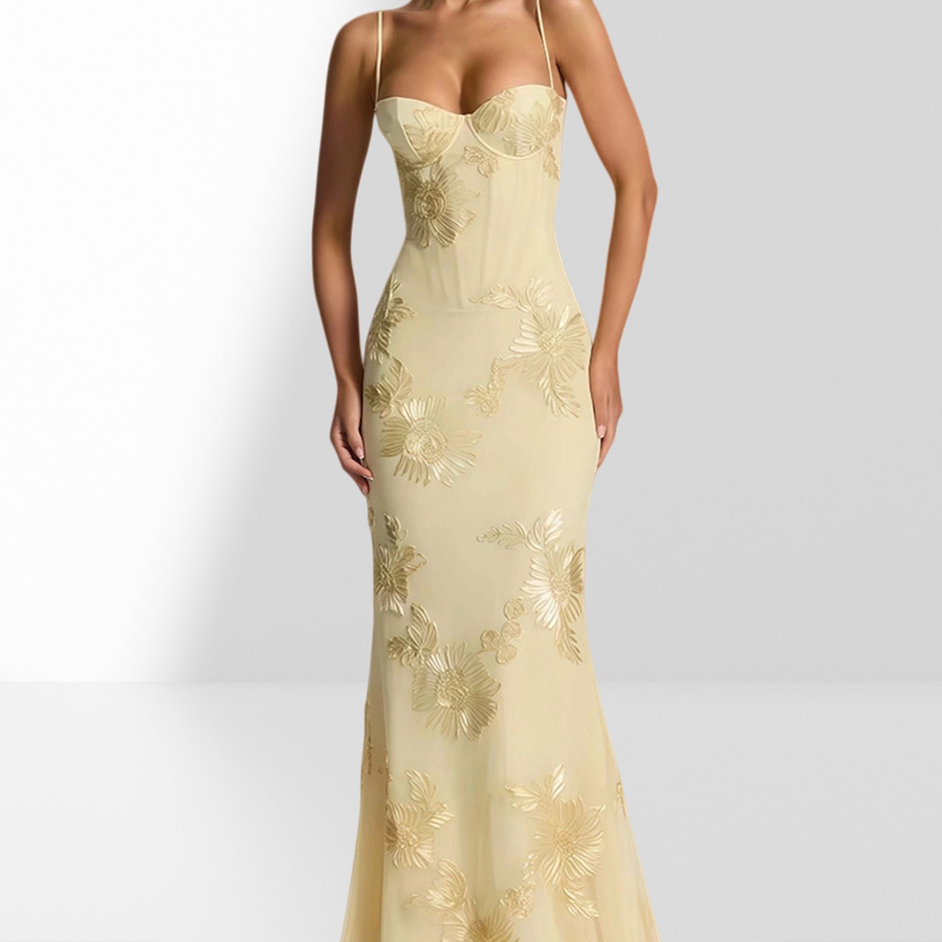 Elegant Sexy Backless Embroidered Fitted Strap Bodycon Dress