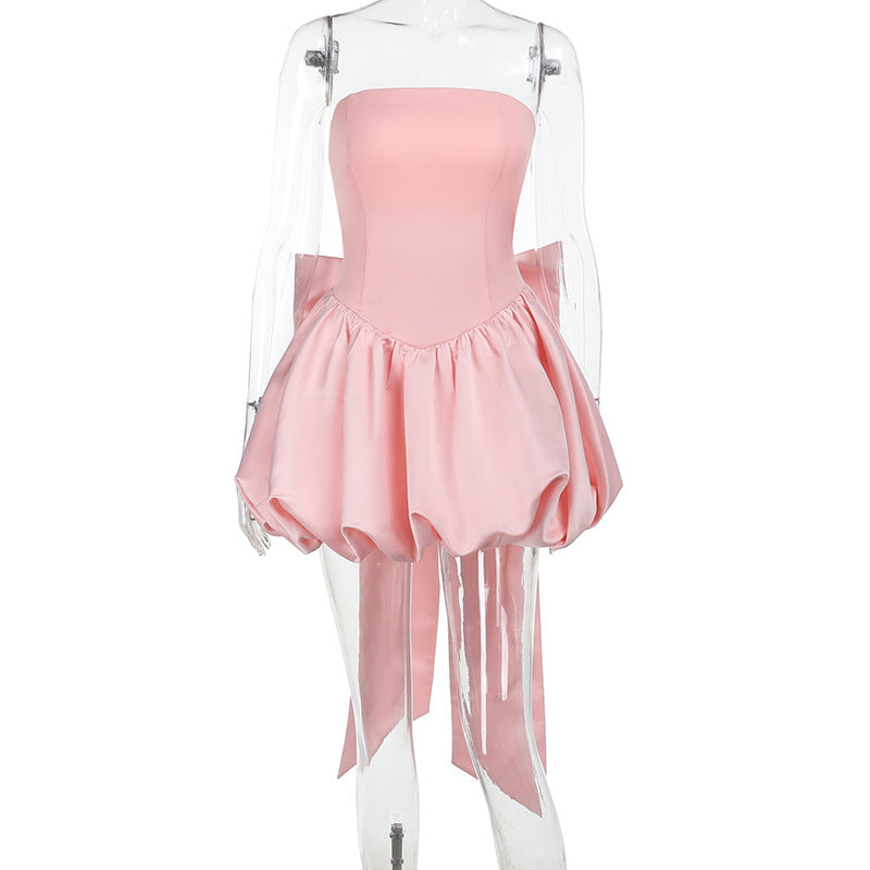 Sexy Backless Large Bow Dress Women's