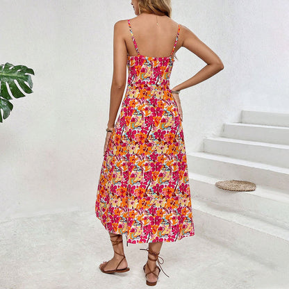 Women's casual vacation style printed dress