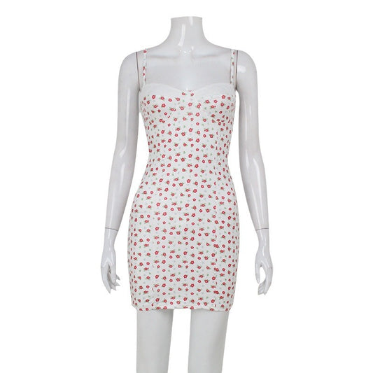 Deep V small suspender nightgown for women slim fit short skirt