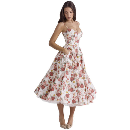 Summer Style High-End Princess Dress French Tulle Flared Double-Layer Strapless Dress Women