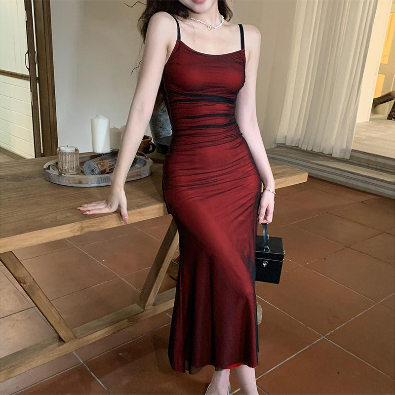 Strap sexy pure desire wind long skirt woman