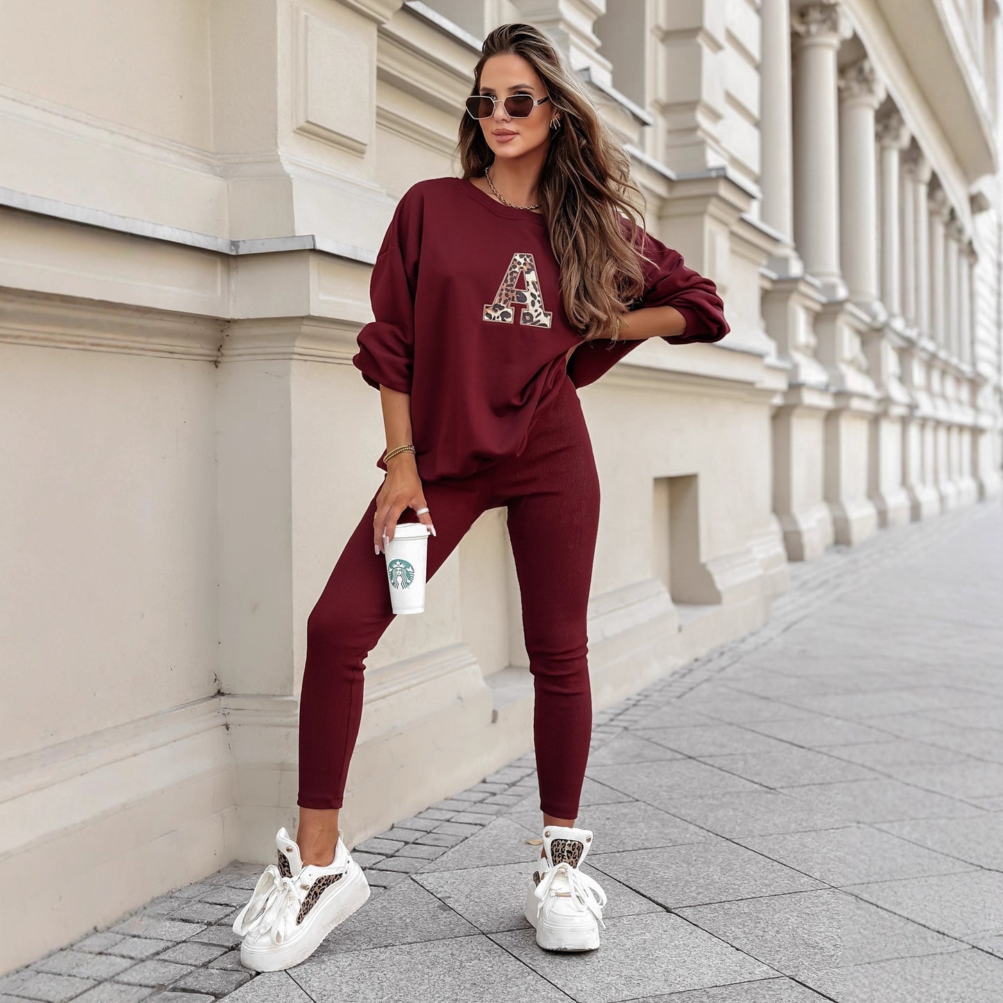 Hoodie women's sports hoodie two-piece set