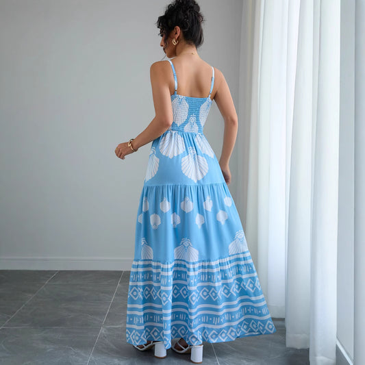 Ethnic Style Strapless Dress for Women, Casual Vacation Dress Slim FitFashion Summer Dress