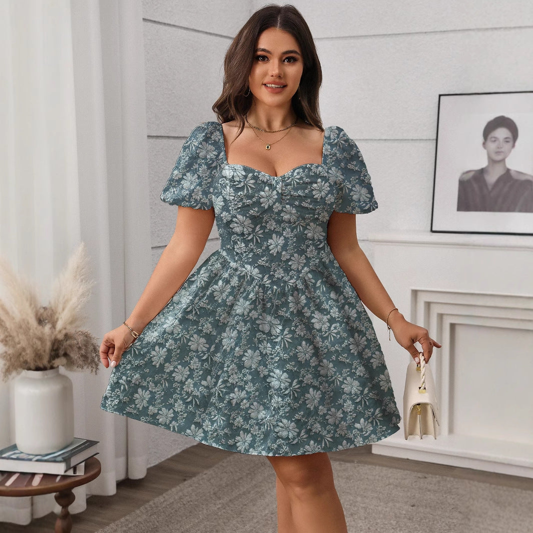 New Arrival French Square Neck Dress Slimming Fluffy Short Dress White Dress