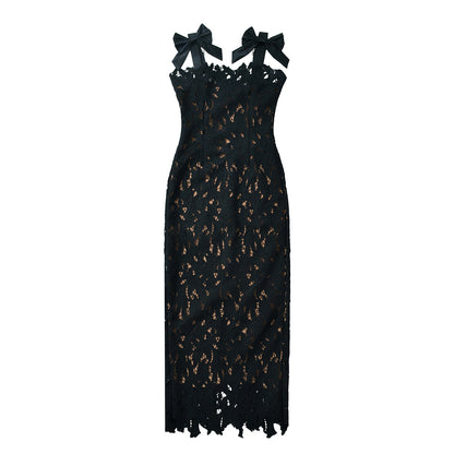 Women's Embroidered Hollow-out Pencil Skirt Long Skirt