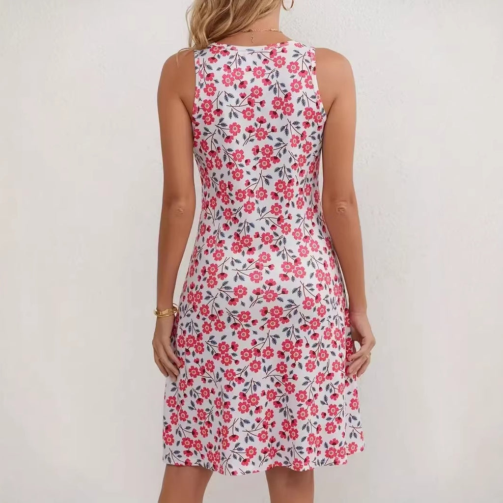 Chic Summer Oversized V-Neck Strap Dress for Women Casual Fashion Style