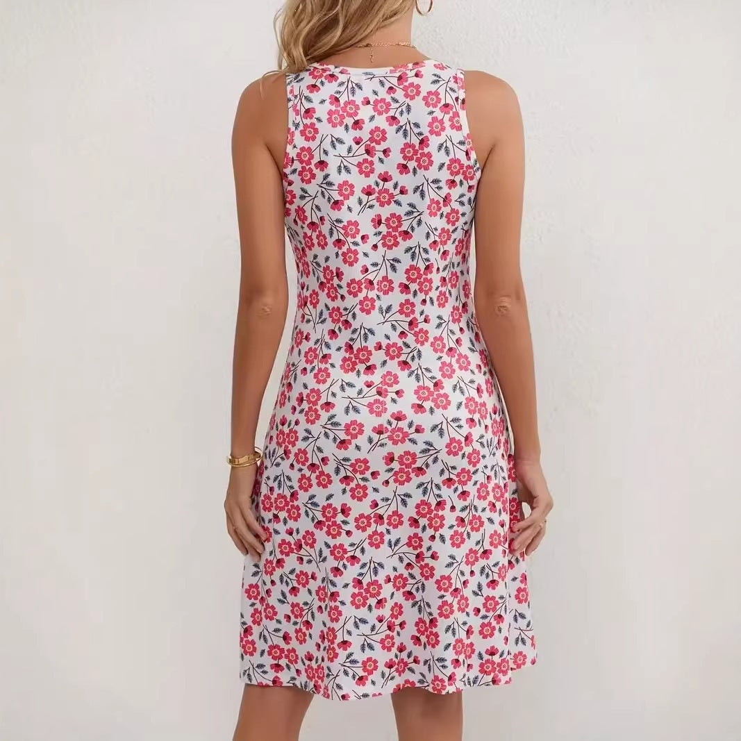 Chic Summer Oversized V-Neck Strap Dress for Women Casual Fashion Style