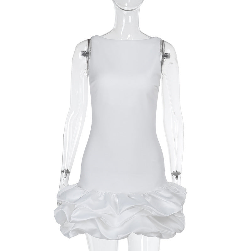 Sexy slim fit bubble hem vest mini skirt