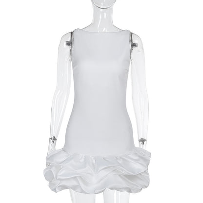 Sexy slim fit bubble hem vest mini skirt