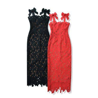 Women's Embroidered Hollow-out Pencil Skirt Long Skirt