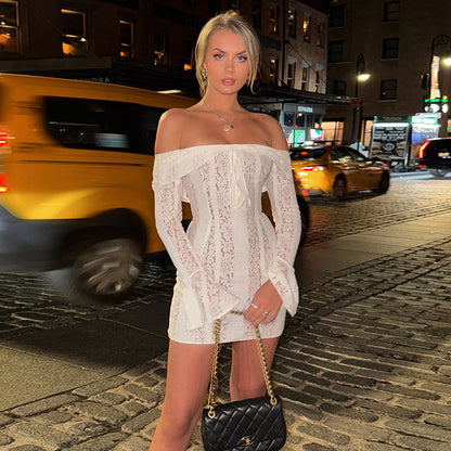 Lace one shoulder style spicy girl dress for women