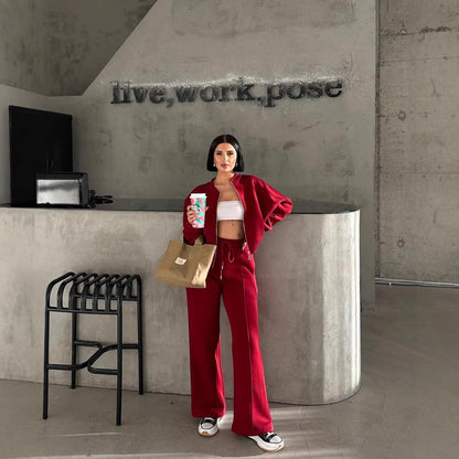 Sportswear women's long sleeved jacket long pants two-piece set