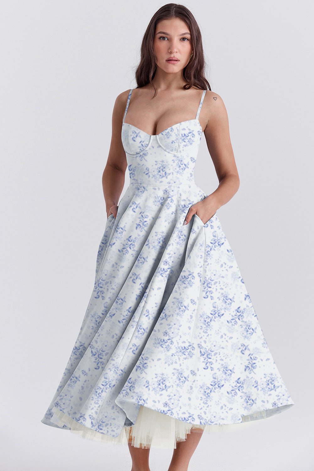 Summer Style High-End Princess Dress French Tulle Flared Double-Layer Strapless Dress Women