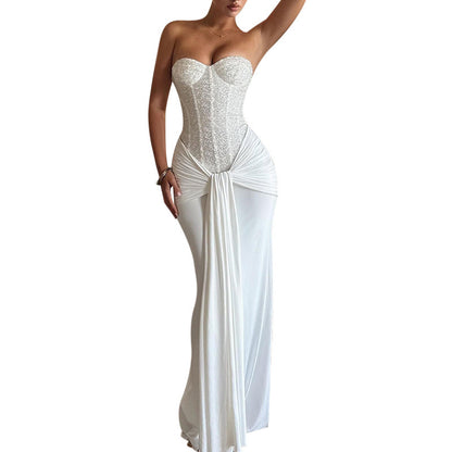 Waist cinching slimming strapless dress with strapless style