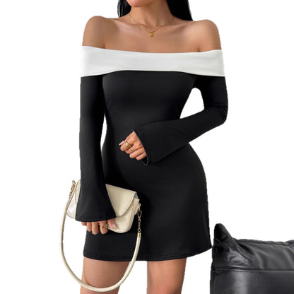 Off shoulder flared sleeve dress
