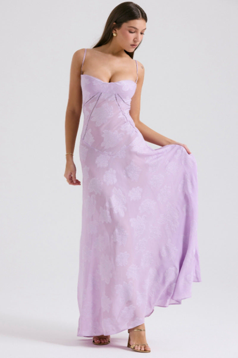Lace Strapless Tie-up A-line Dress for Casual Vacation Wear