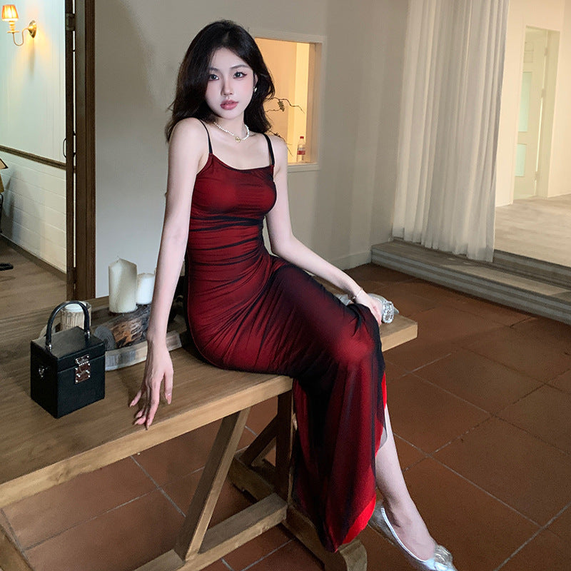 Strap sexy pure desire wind long skirt woman