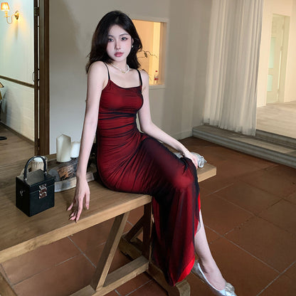Strap sexy pure desire wind long skirt woman